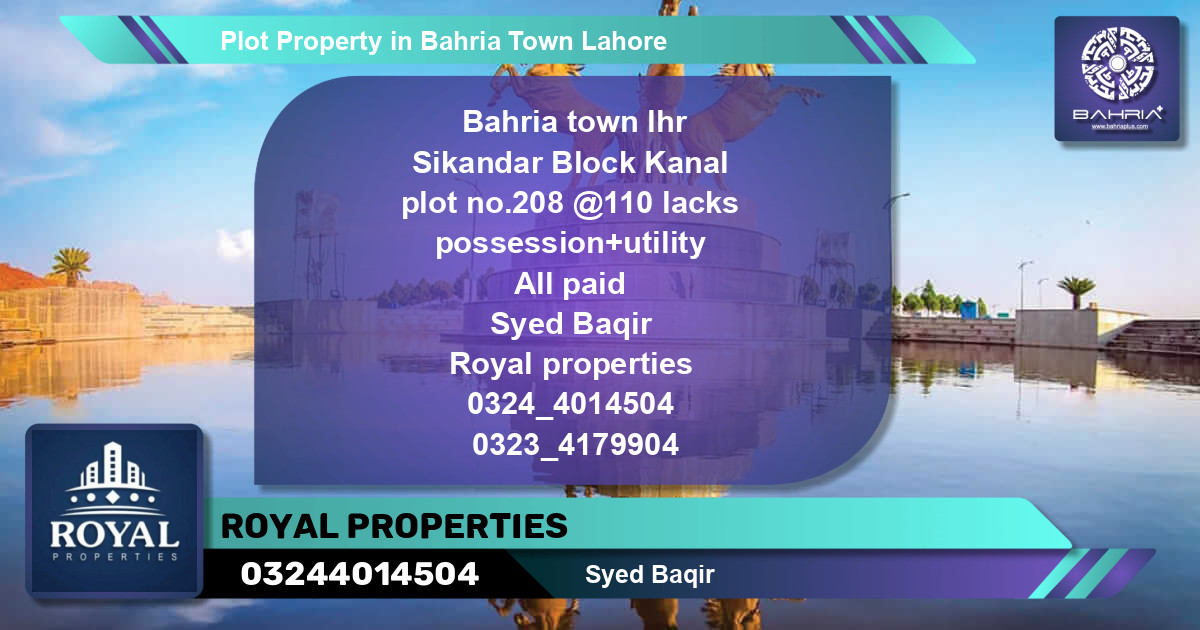 Residential Plot for Sale in Bahria Town, Lahore - (BP-43745)