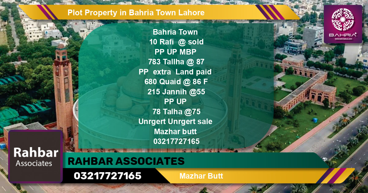Residential Plot for Sale in Bahria Town, Lahore - (BP-43758)