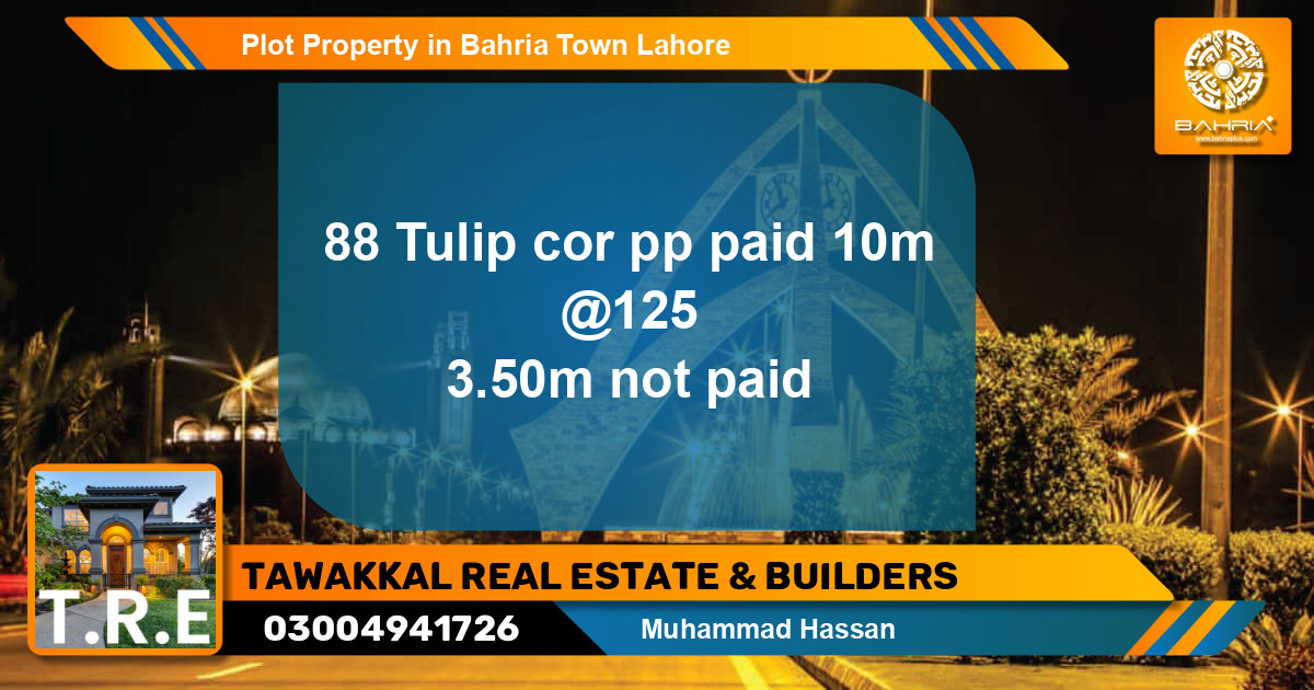 Residential Plot for Sale in Bahria Town, Lahore - (BP-43762)