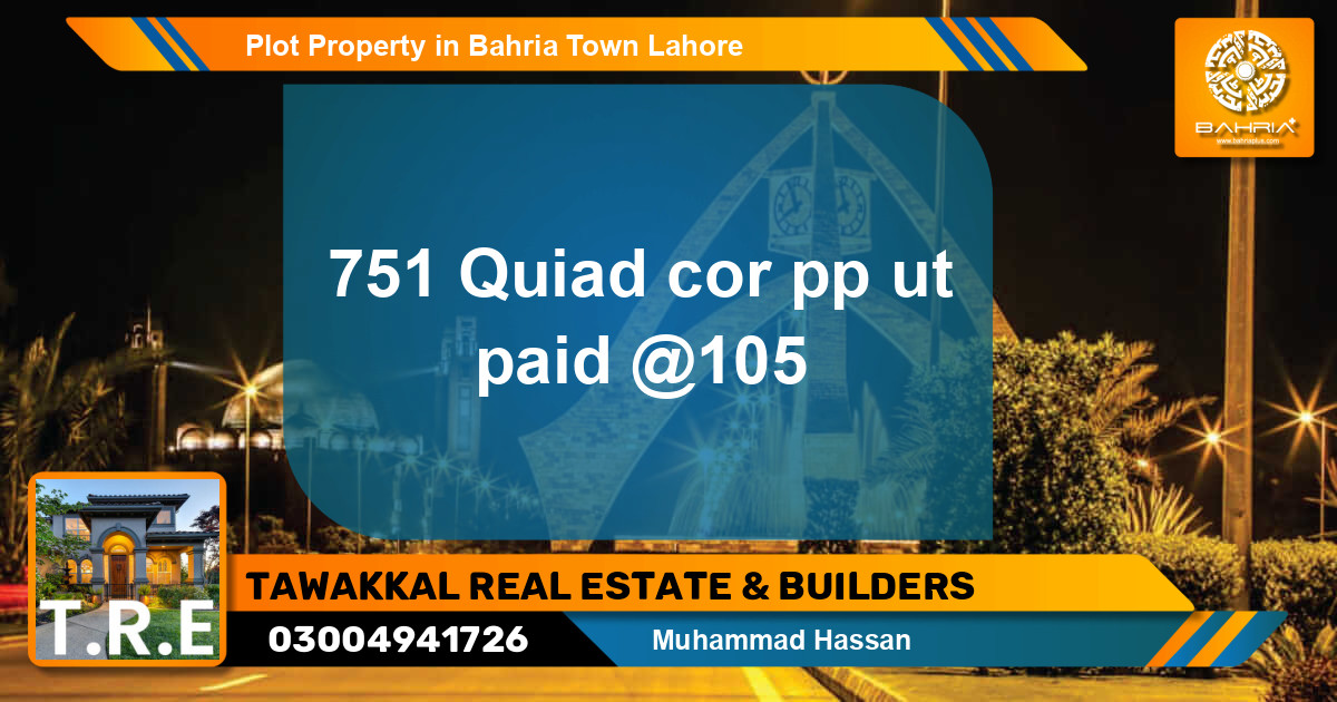 Residential Plot for Sale in Bahria Town, Lahore - (BP-43770)