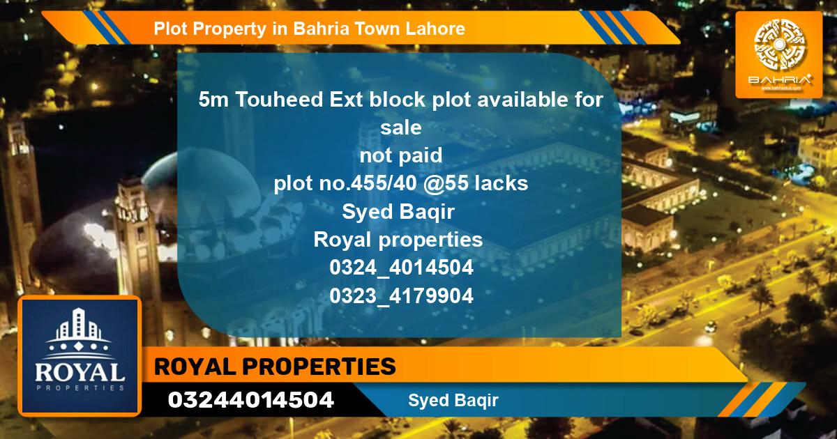 Residential Plot for Sale in Bahria Town, Lahore - (BP-43801)