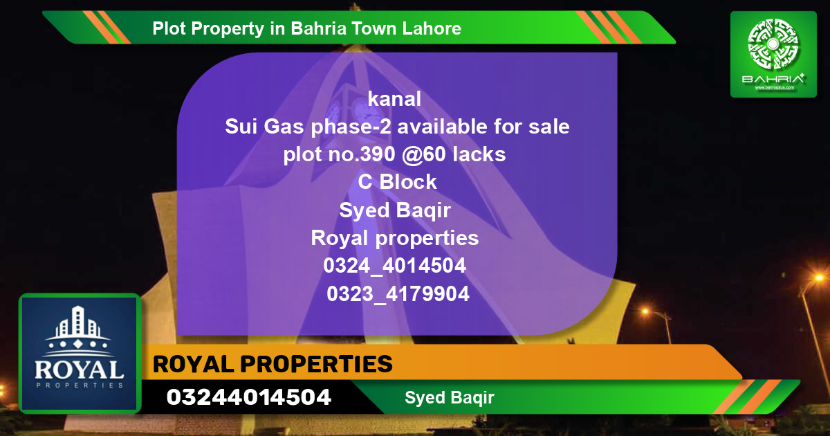 Residential Plot for Sale in Bahria Town, Lahore - (BP-43805)