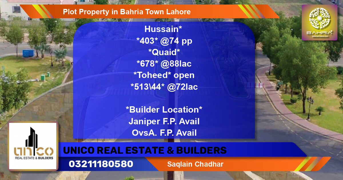 Residential Plot for Sale in Bahria Town, Lahore - (BP-43819)