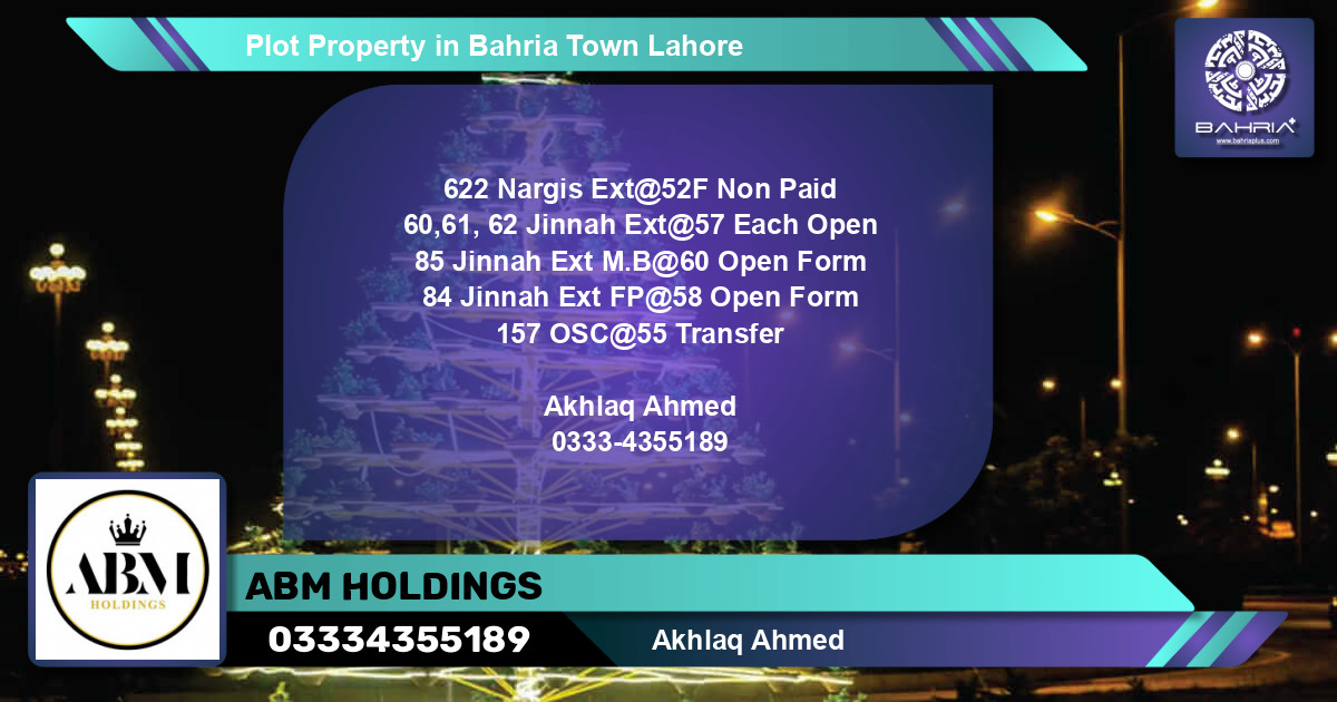 Residential Plot for Sale in Bahria Town, Lahore - (BP-43852)