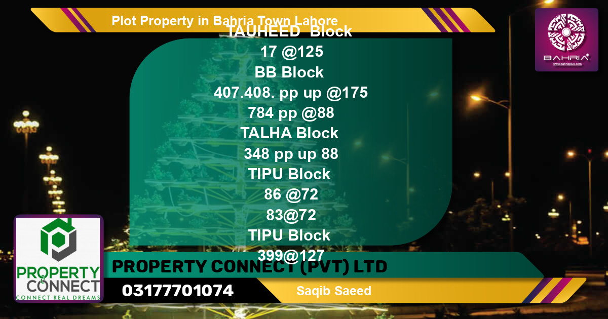 Residential Plot for Sale in Bahria Town, Lahore - (BP-43884)