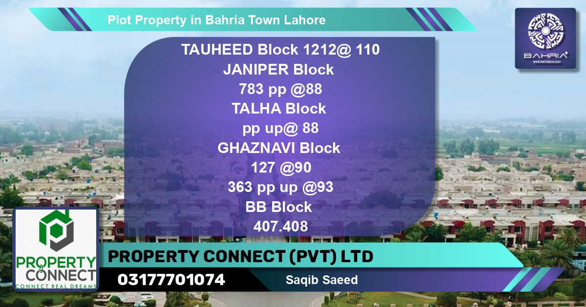 Residential Plot for Sale in Bahria Town, Lahore - (BP-43901)