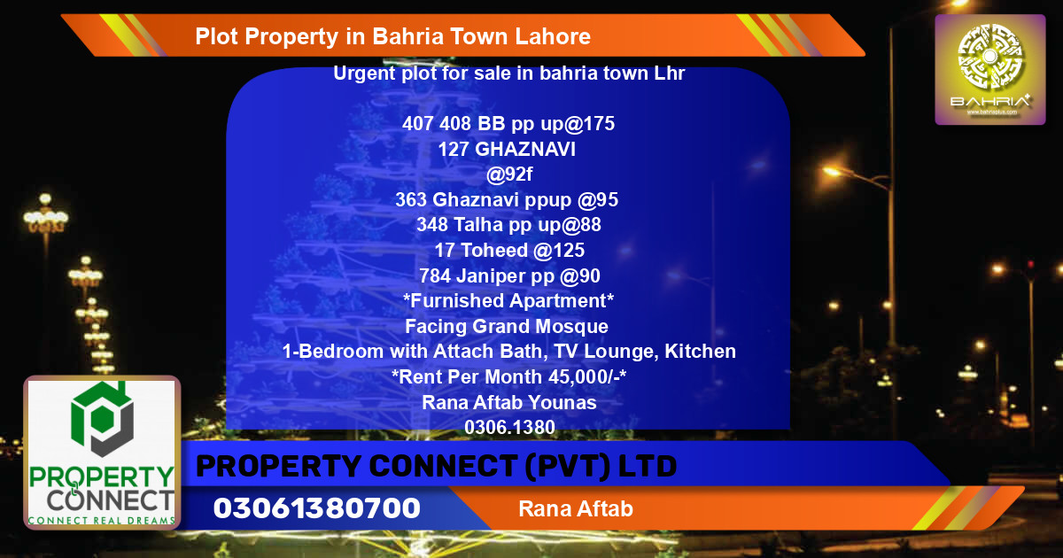 Residential Plot for Sale in Bahria Town, Lahore - (BP-43922)