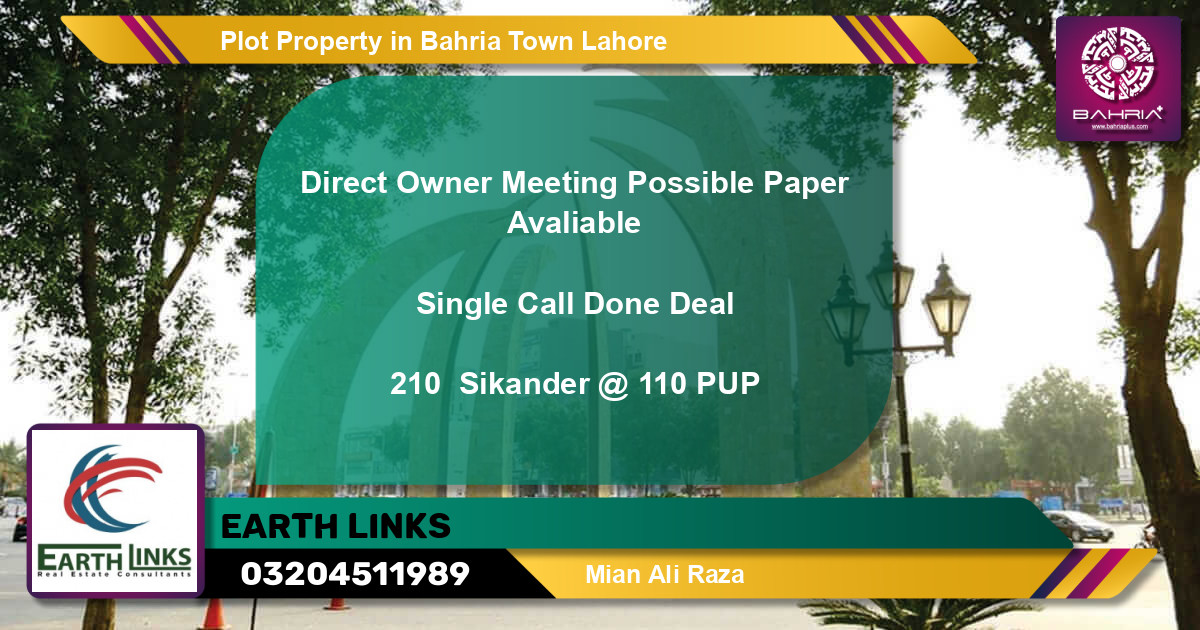 Residential Plot for Sale in Bahria Town, Lahore - (BP-43924)