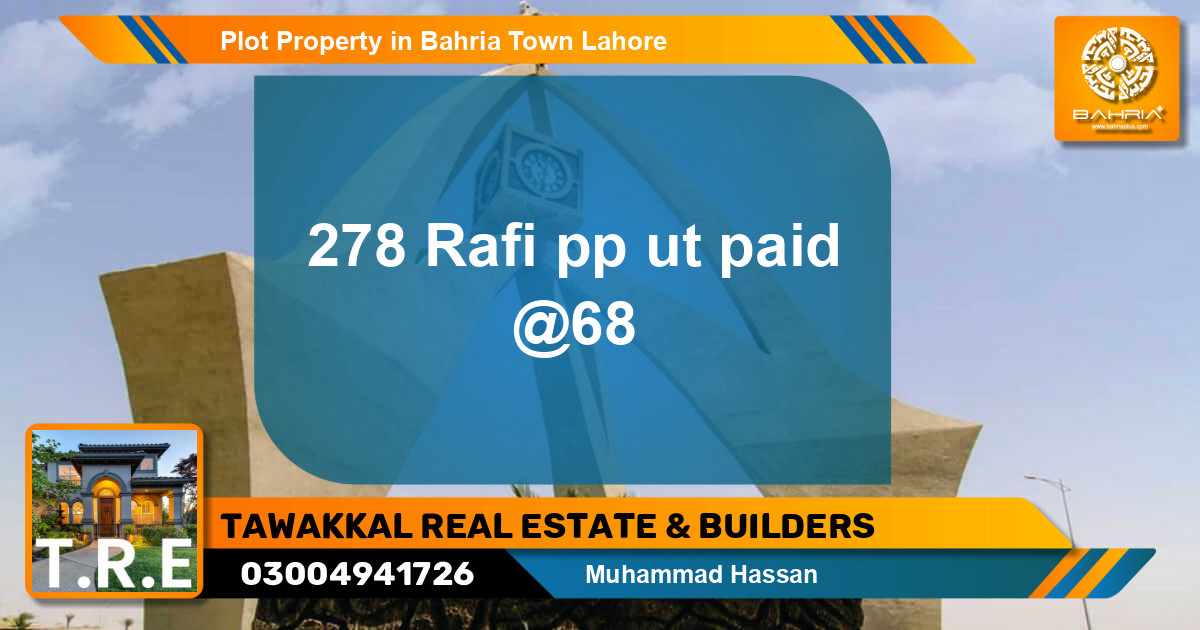 Residential Plot for Sale in Bahria Town, Lahore - (BP-43988)