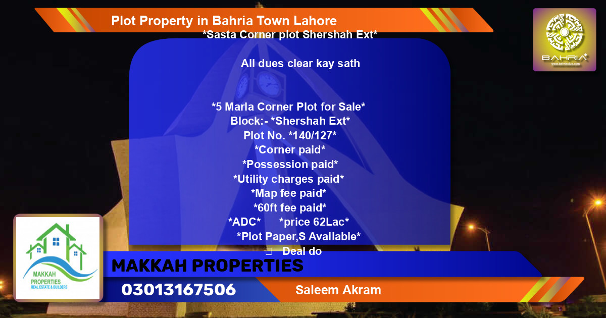 Residential Plot for Sale in Bahria Town, Lahore - (BP-44012)