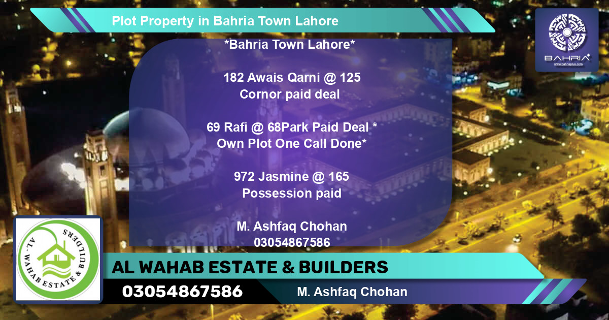 Residential Plot for Sale in Bahria Town, Lahore - (BP-44018)