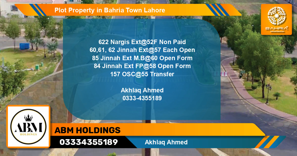 Residential Plot for Sale in Bahria Town, Lahore - (BP-44053)