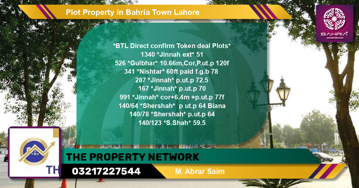 Residential Plot for Sale in Bahria Town, Lahore - (BP-44091)