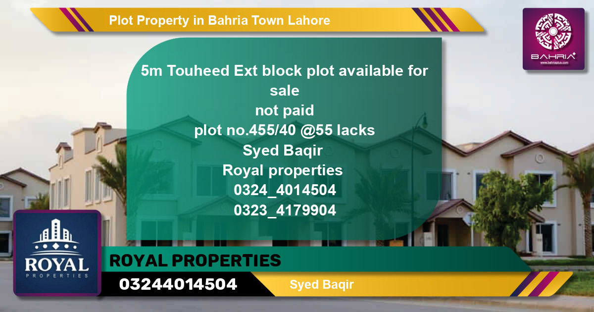 Residential Plot for Sale in Bahria Town, Lahore - (BP-44097)