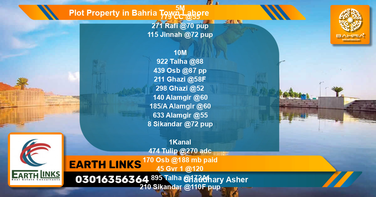 Residential Plot for Sale in Bahria Town, Lahore - (BP-44110)