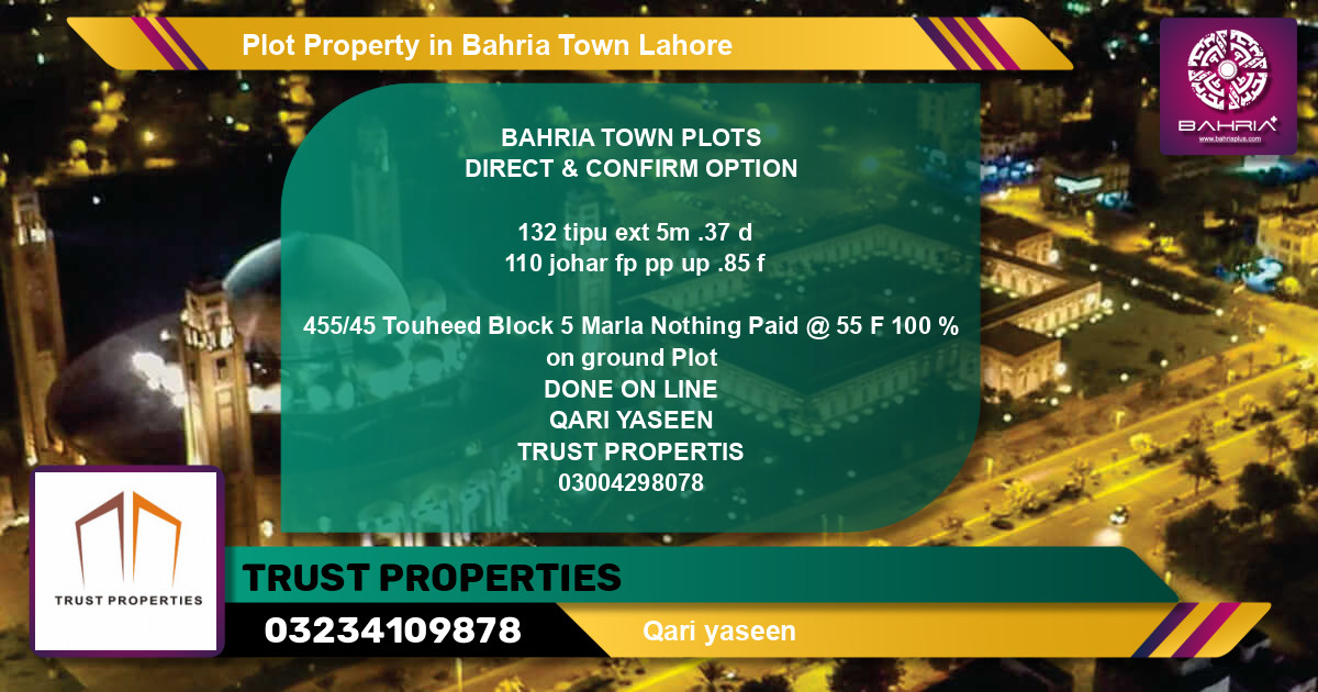 Residential Plot for Sale in Bahria Town, Lahore - (BP-44118)