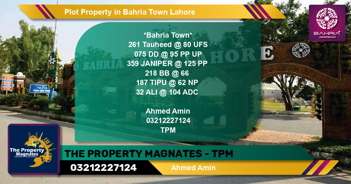 Residential Plot for Sale in Sector F - Tauheed Block -  Bahria Town, Lahore - (BP-44132)