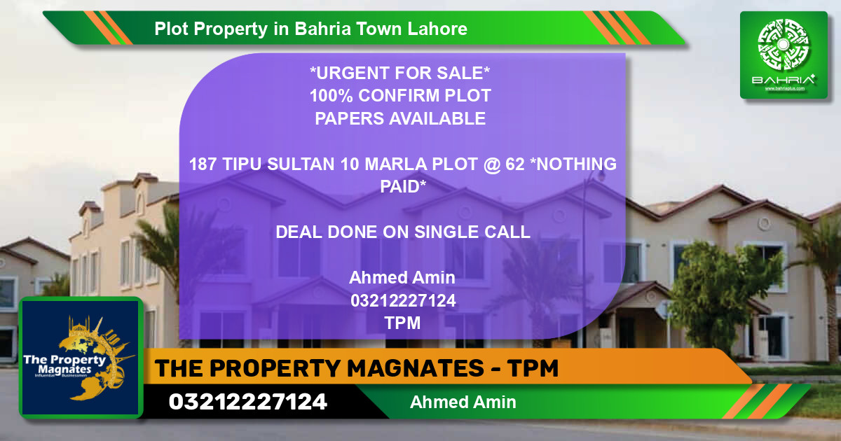 Residential Plot for Sale in Bahria Town, Lahore - (BP-44134)