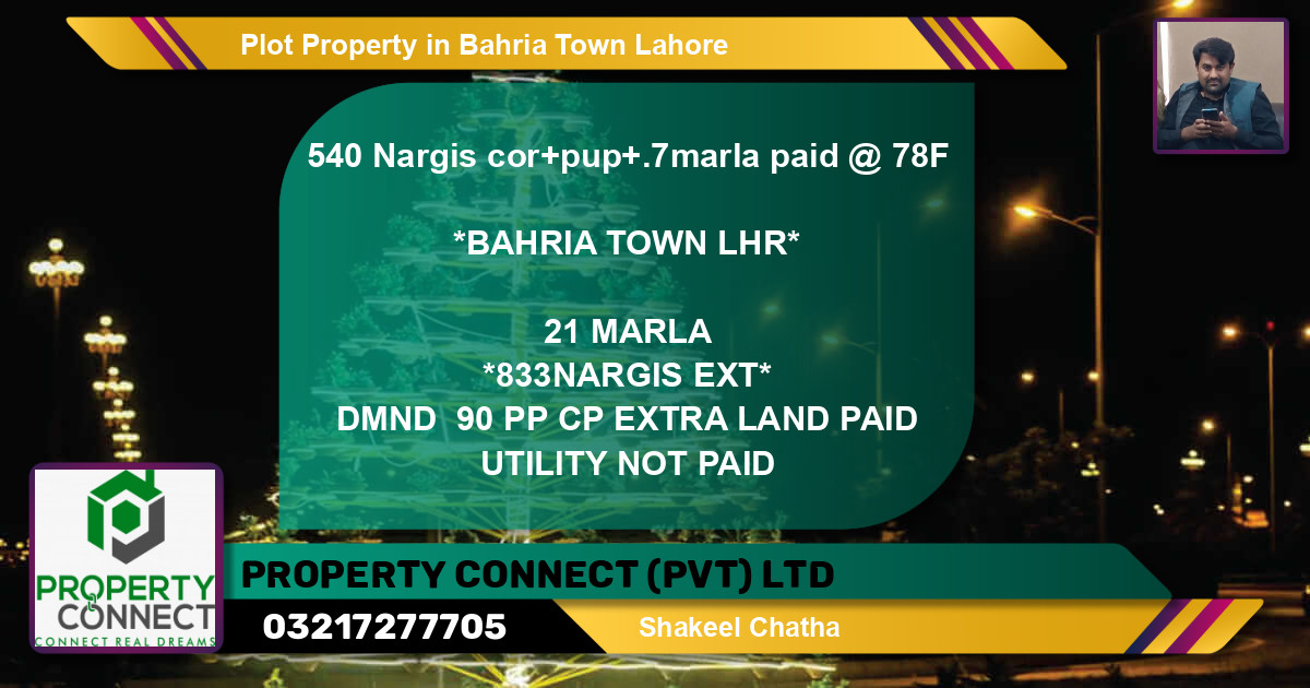 Residential Plot for Sale in Bahria Town, Lahore - (BP-44175)
