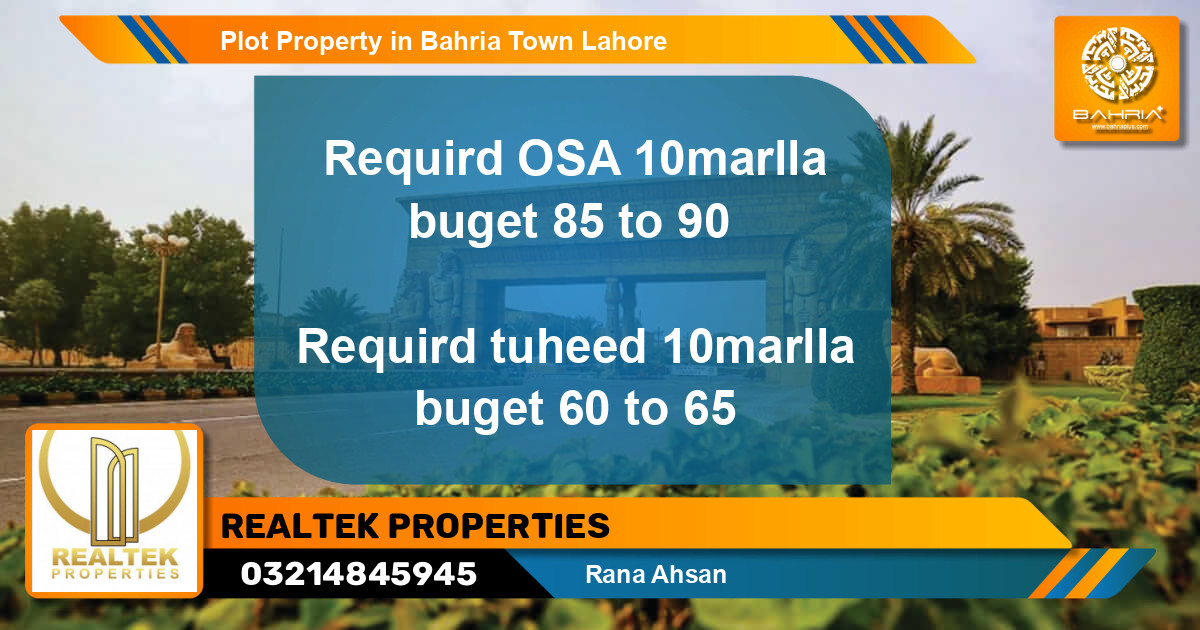 Residential Plot for Sale in Bahria Town, Lahore - (BP-44179)