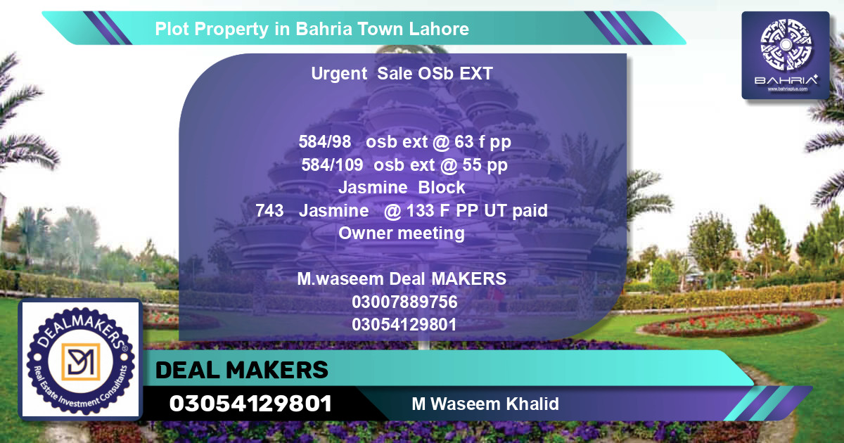 Residential Plot for Sale in Bahria Town, Lahore - (BP-44205)