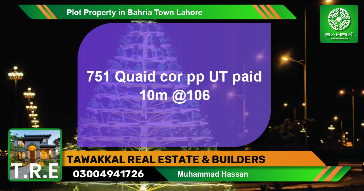 Residential Plot for Sale in Bahria Town, Lahore - (BP-44214)