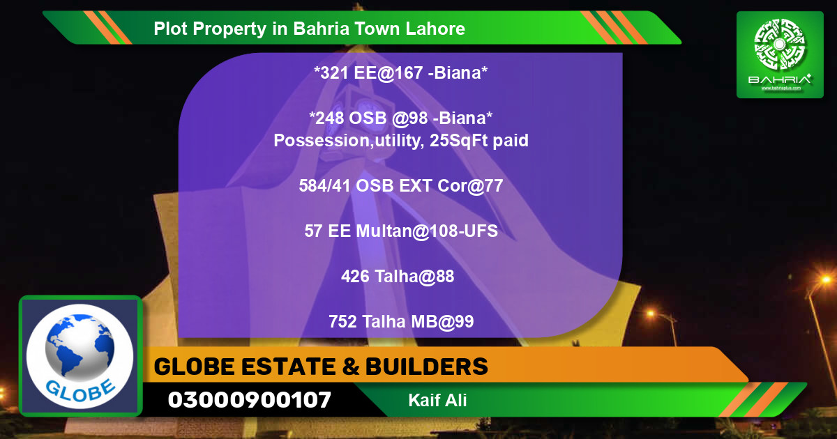 Residential Plot for Sale in Bahria Town, Lahore - (BP-44235)