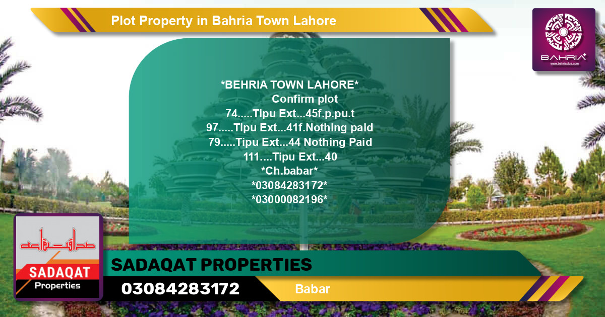 Residential Plot for Sale in Bahria Town, Lahore - (BP-44272)