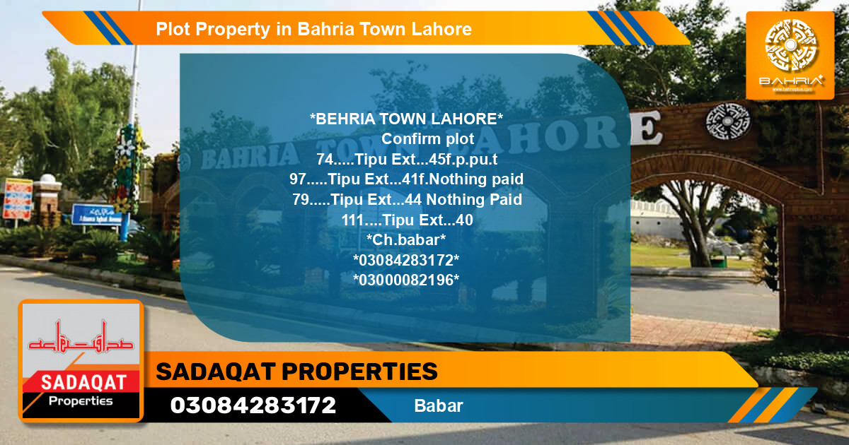 Residential Plot for Sale in Bahria Town, Lahore - (BP-44273)