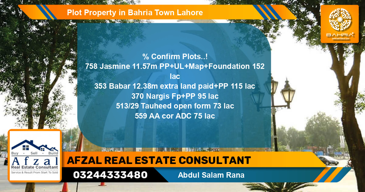 Residential Plot for Sale in Bahria Town, Lahore - (BP-44276)