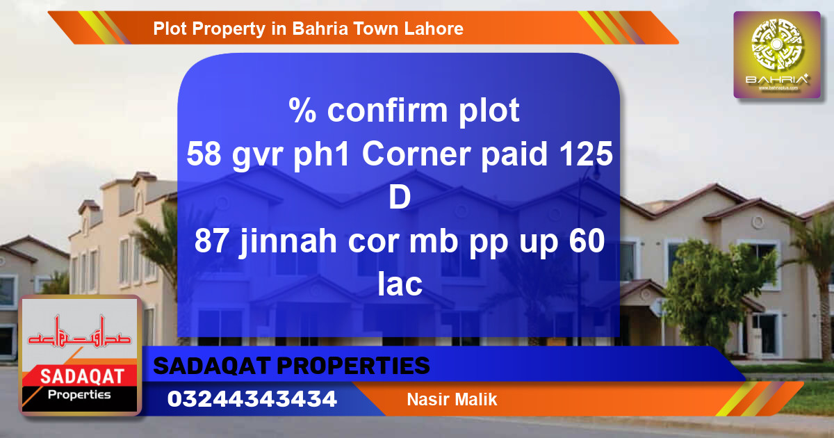 Residential Plot for Sale in Bahria Town, Lahore - (BP-44279)