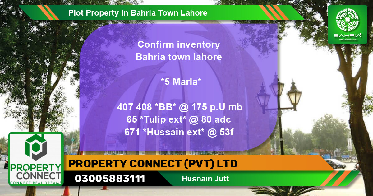Residential Plot for Sale in Bahria Town, Lahore - (BP-44283)