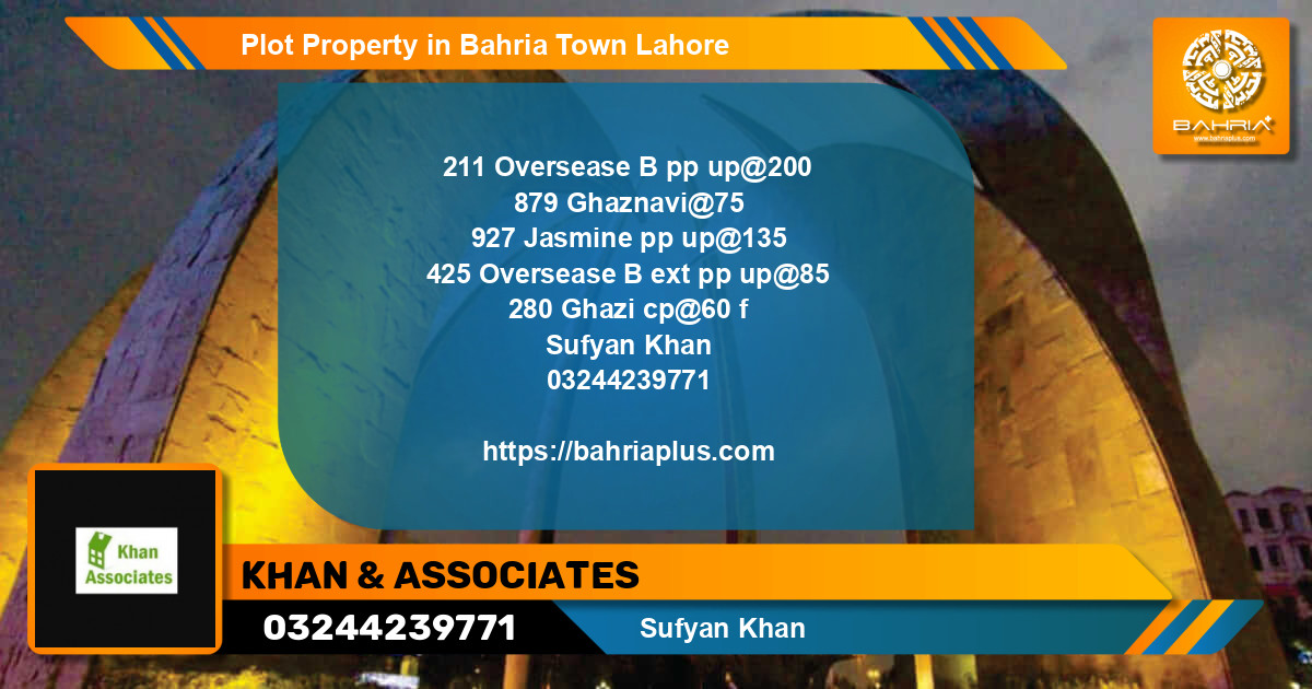 Residential Plot for Sale in Bahria Town, Lahore - (BP-44284)