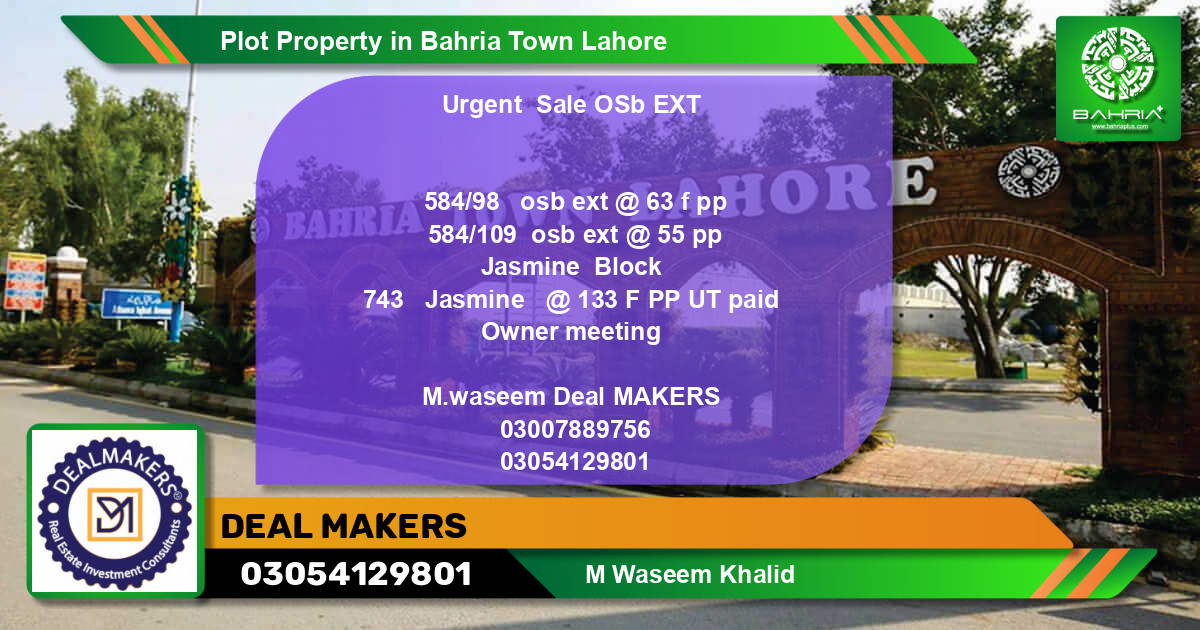 Residential Plot for Sale in Bahria Town, Lahore - (BP-44290)