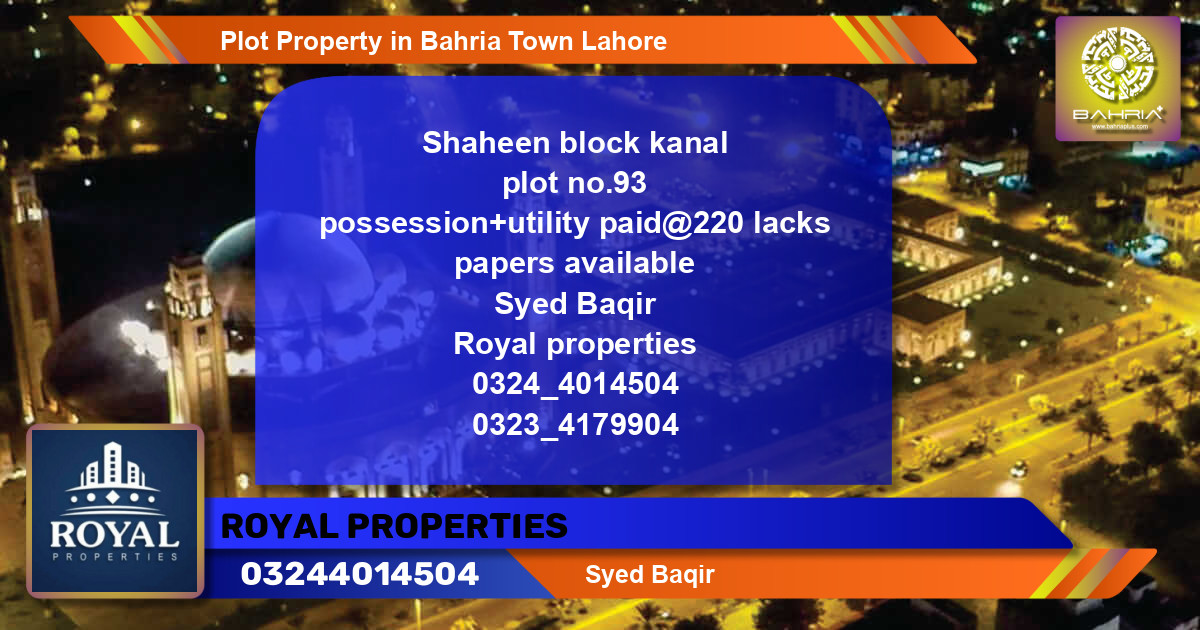 Residential Plot for Sale in Bahria Town, Lahore - (BP-44316)