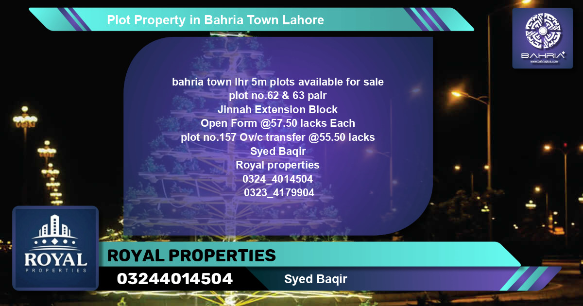 Residential Plot for Sale in Bahria Town, Lahore - (BP-44321)