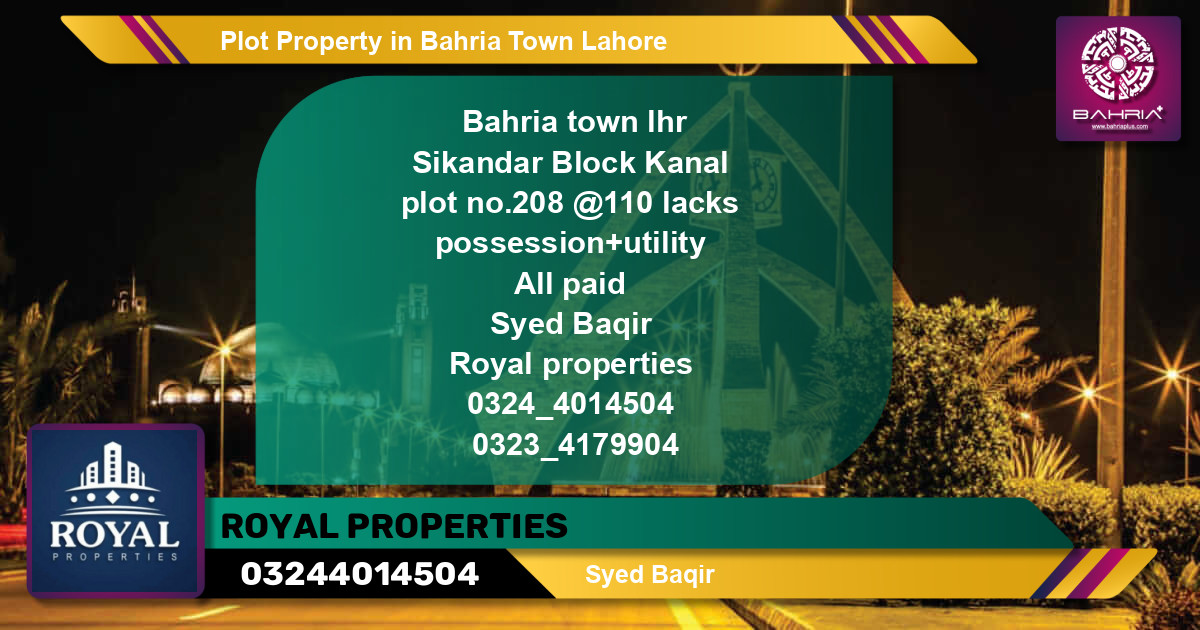 Residential Plot for Sale in Bahria Town, Lahore - (BP-44322)