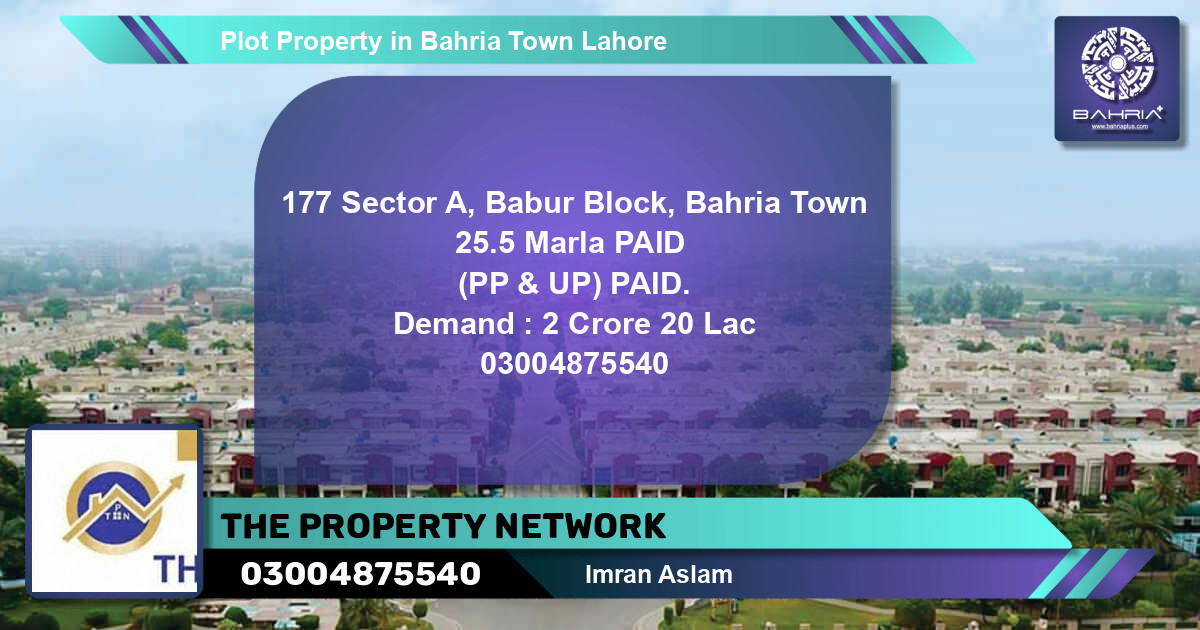 Residential Plot for Sale in Bahria Town, Lahore - (BP-44331)