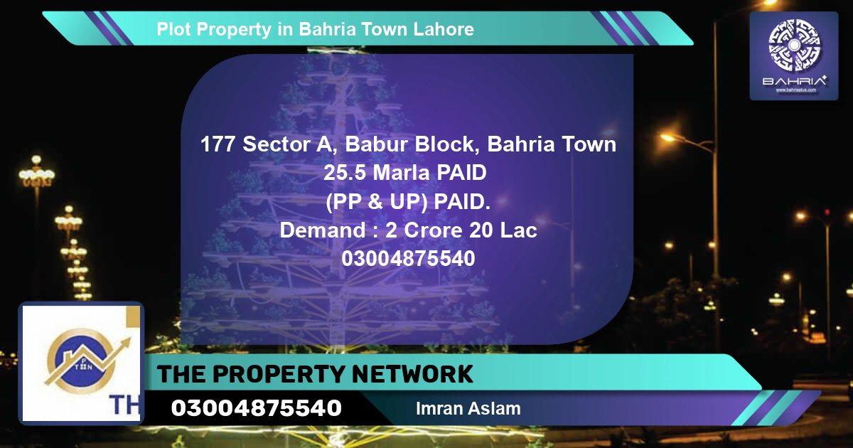 Residential Plot for Sale in Bahria Town, Lahore - (BP-44334)