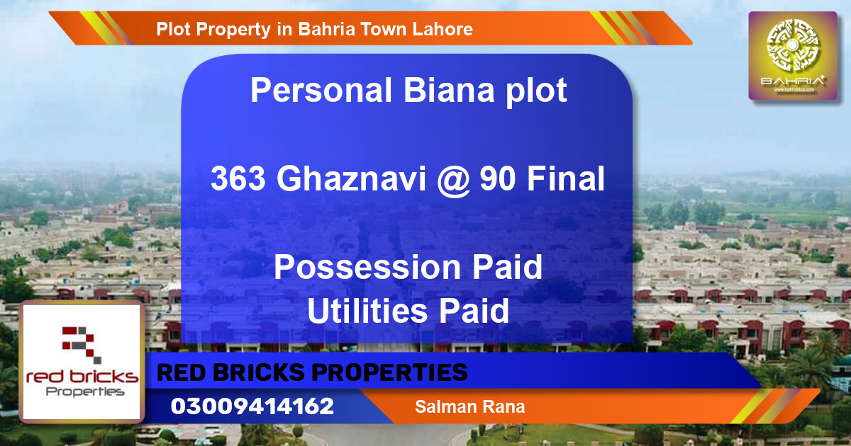 Residential Plot for Sale in Bahria Town, Lahore - (BP-44339)