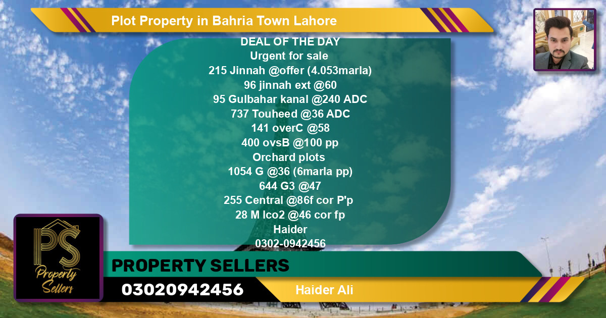 Residential Plot for Sale in Bahria Town, Lahore - (BP-44340)