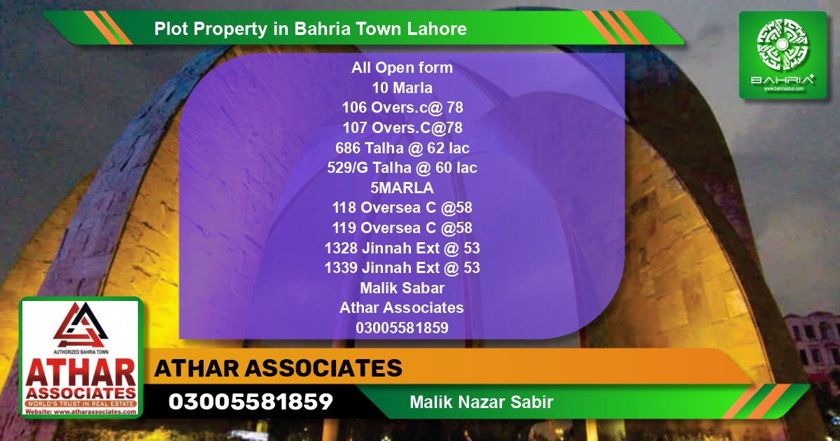 Residential Plot for Sale in Bahria Town, Lahore - (BP-44376)