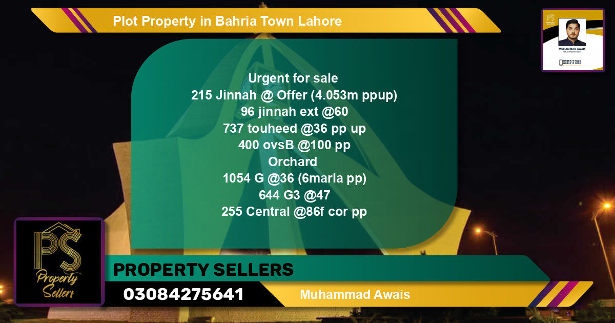 Residential Plot for Sale in Bahria Town, Lahore - (BP-44405)