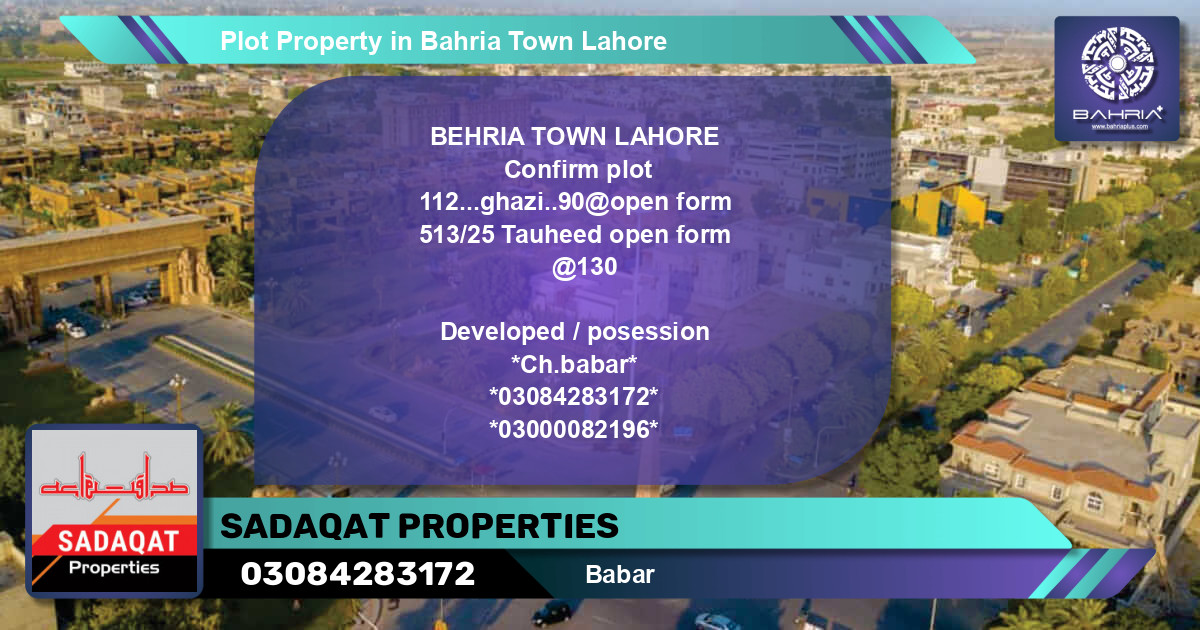 Residential Plot for Sale in Bahria Town, Lahore - (BP-44410)
