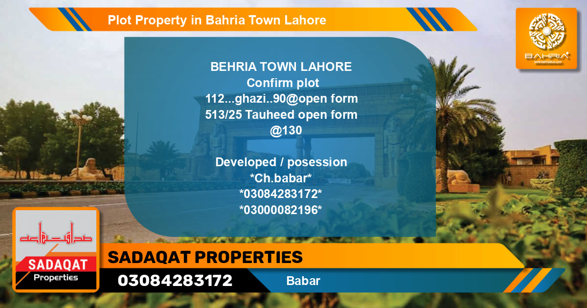 Residential Plot for Sale in Bahria Town, Lahore - (BP-44423)