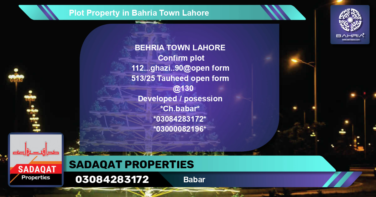 Residential Plot for Sale in Bahria Town, Lahore - (BP-44424)