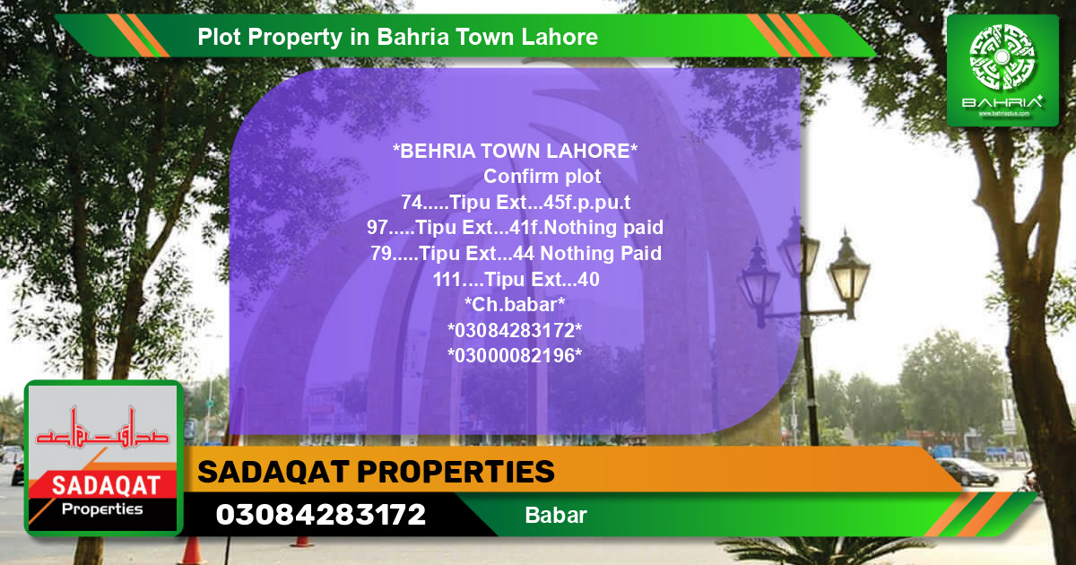 Residential Plot for Sale in Bahria Town, Lahore - (BP-44426)