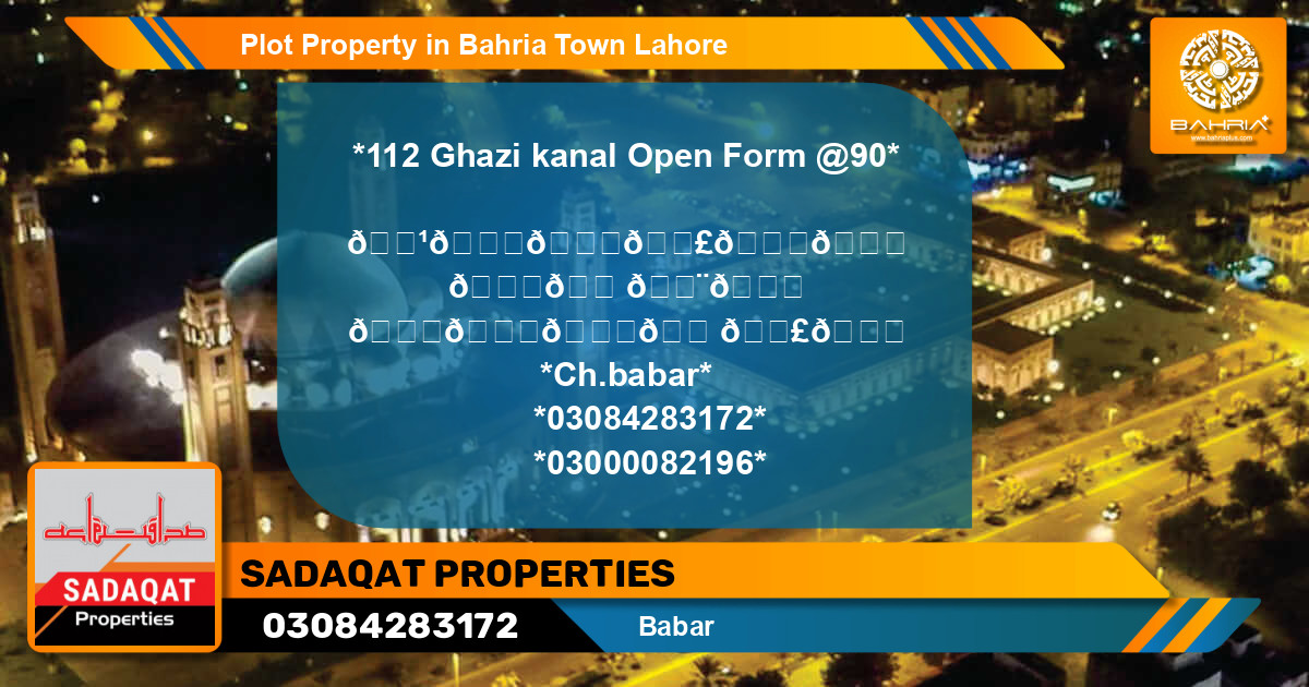 Residential Plot for Sale in Bahria Town, Lahore - (BP-44433)