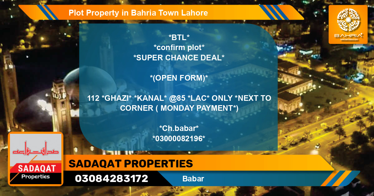 Residential Plot for Sale in Bahria Town, Lahore - (BP-44473)