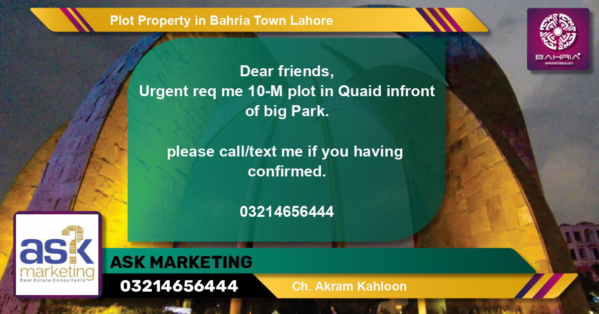 Residential Plot for Sale in Bahria Town, Lahore - (BP-44483)